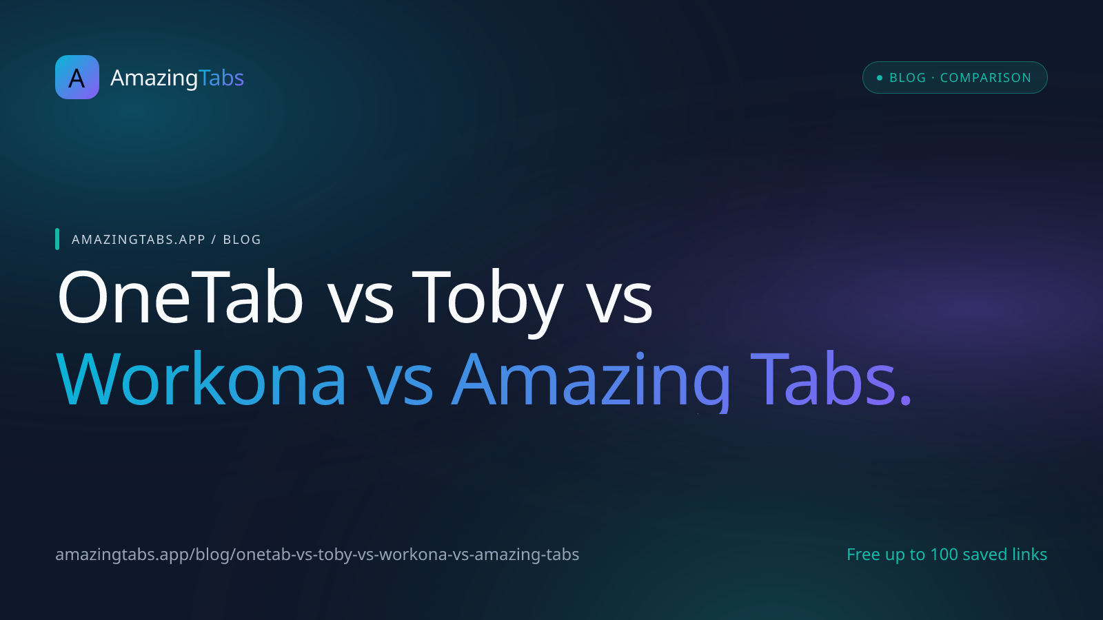 OneTab vs Toby vs Workona vs Amazing Tabs: An Honest Comparison (2026)